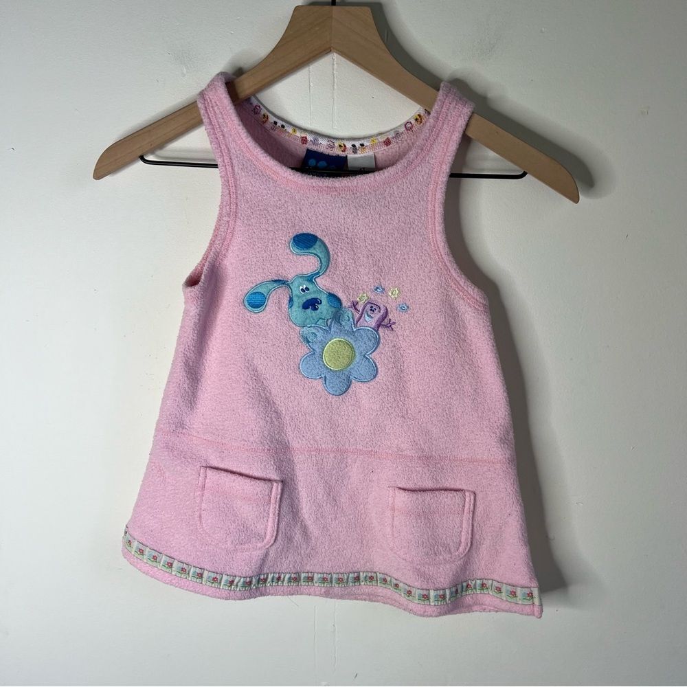 Vintage 1999 Blues Clues Terry Cloth Pink Tank Top Dress size 4T